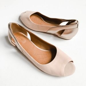 clarks open toe flats